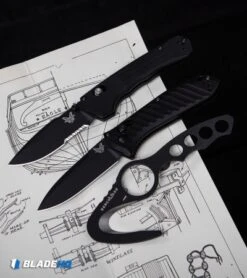Benchmade 427SBK Mini Vallation AXIS-Assist Knife Black (3.2" Black Serr) -Benchmade Benchmade 10 BLK Rescue Hook Safety Cutter Black Molded Sheath BHQ 51404 kp plans web