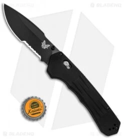 Benchmade 407SBK Vallation AXIS-Assist Knife Black (3.7" Black Serr) -Benchmade Benchmade 407SBK Vallation AXIS Assist Black Black Serr BHQ 84270 jr bottlecap 2