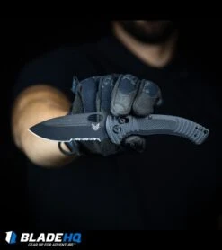 Benchmade Aileron AXIS Lock Knife Black G-10 (3.45" Black Serr) 737SBK -Benchmade Benchmade Aileron AXIS Lock Knife Black G 10 Black Serr 737SBK BHQ88739 kp operator in hand web