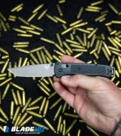 Benchmade Bailout AXIS Lock Knife Black Grivory (3.38" Gray Serr) 537SGY -Benchmade Benchmade Bailout AXIS Lock Knife Black Grivory Gray 537GY BHQ 96360 kpin hand brass web 1