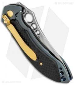 Benchmade 890-111 Torrrent Knife Gold Class Spring Assist (3.6" Satin) -Benchmade Benchmade Gold Class Mini Skirmish FL Ti CF Satin 635 82 BHQ 89957 jr side