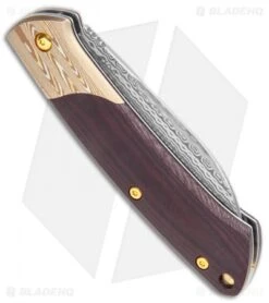 Benchmade Gold Class Proper Slip Joint Knife Black/Burgundy Micarta (2.8 Dama) -Benchmade Benchmade Gold Class Proper SJ Black Burgundy Micarta Damascus 319 201 BHQ 107745 jr side