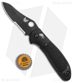 Benchmade Griptilian AXIS Lock Knife Black (3.45" Black Serr) 550SBKHG-154CM -Benchmade Benchmade Griptilian AXIS Lock Black Black Serr 550SBK S30V BHQ 4017 jr bottlecap