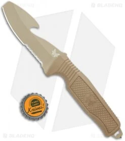 Benchmade H2O Fixed Blade Dive Knife Tan Santoprene (3.5" Tan Serr) -Benchmade Benchmade H20 Fixed Blade Dive Tan 112SSN Tan Coated Serr BHQ 123893 jr bottlecap
