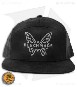 Benchmade Knives Snap Back Mesh 7 Panel Hat W/ Embroidered Logo - Black -Benchmade Benchmade Knives Snap Back Mesh 7 Panel Hat Leather Logo Black BHQ 123100 jr bottlecap