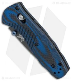Benchmade Mini Barrage AXIS-Assist Forum Knife Blue G10/CF (Black M390) 586-1701 -Benchmade Benchmade Mini Barrage Forum BHQ 79854 er spine