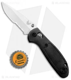 Benchmade Mini Griptilian AXIS Lock Knife Black (2.91" Satin Serr) 556S-S30V -Benchmade Benchmade Mini Griptilian AXIS Lock Black Satin Serr 556S S30V BHQ 1416 jr bottlecap