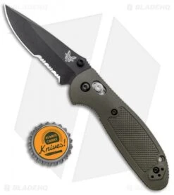 Benchmade Mini Griptilian AXIS Lock Knife OD Green (2.91" Black Serr) S30V -Benchmade Benchmade Mini Griptilian AXIS Lock Olive Drab Black Serr 556SBKOD S30V BHQ 2496 jr bottlecap