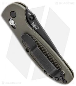 Benchmade Mini Griptilian AXIS Lock Knife OD Green (2.91" Black Serr) S30V -Benchmade Benchmade Mini Griptilian AXIS Lock Olive Drab Black Serr 556SBKOD S30V BHQ 2496 jr side