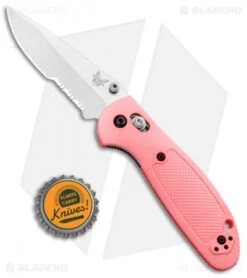 Benchmade Mini Griptilian AXIS Lock Knife Pink (2.91" Satin Serr) 556S-PNK-S30V -Benchmade Benchmade Mini Griptilian AXIS Lock Pink Satin Serr 556S PNK S30V BHQ 3909 jr bottlecap