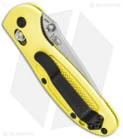 Benchmade Mini Griptilian AXIS Lock Knife Yellow (2.91" Satin Serr) S30V -Benchmade Benchmade Mini Griptilian AXIS Lock Yellow Satin Serr 556S YEL S30V BHQ 2495 jr side
