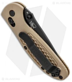 Benchmade Mini Griptilian AXIS Lock Knife Sand (2.91" Black Serr) D2 -Benchmade Benchmade Mini Griptilian Manual Axis Lock D2 Tan Black 556SBKSND2 1402 BHQ 98827 jr side