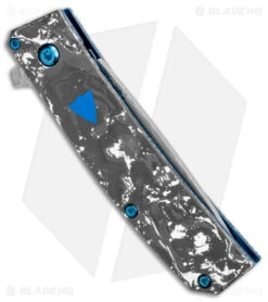 Benchmade Oeser Tengu Flipper Knife White/Black CF (2.8" Damasteel) 601-211 -Benchmade Benchmade Oeser Tengu Flipper White Black CF Damasteel 601 211 BHQ 118555 jr side