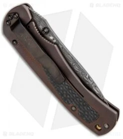 Benchmade Pinnacle Gold Class Knife W/ Damascus Blade & Titanium Handle 750-101 -Benchmade Benchmade Pinnacle Gold Class 750 101 Ti Damascus 3 BHQ 7054 jr side