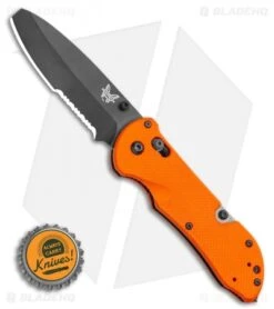 Benchmade Triage AXIS Lock Knife Orange G-10 (3.5" Black Serr) 916SBK-ORG -Benchmade Benchmade Triage AXIS Lock Knife Orange G 10 3.5 Black Serr 916SBK ORG BHQ 9699 LS Bottlecap