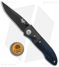Vintage Benchmade 690 Liner Lock Knife Blue Wood/CF (3.625" Black) 690BTBLU -Benchmade Vintage Benchmade 690 LL Blue Wood CF 690BTBLU BHQ 99186 jr bottlecap