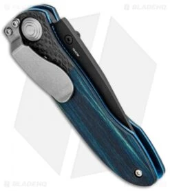 Vintage Benchmade 690 Liner Lock Knife Blue Wood/CF (3.625" Black) 690BTBLU -Benchmade Vintage Benchmade 690 LL Blue Wood CF 690BTBLU BHQ 99186 jr side