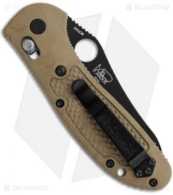 Benchmade Mini Griptilian AXIS Lock Knife Sand (2.91" Black) 555BKHGSN -Benchmade benchmade 550bkhgsn grip black tan plain back