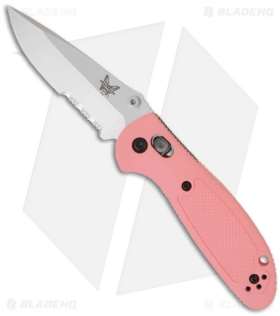 Benchmade Mini Griptilian AXIS Lock Knife Pink (2.91" Satin Serr) 556S-PNK-154CM 3 Benchmade Mini Griptilian AXIS Lock Knife Pink (2.91" Satin Serr) 556S-PNK-154CM